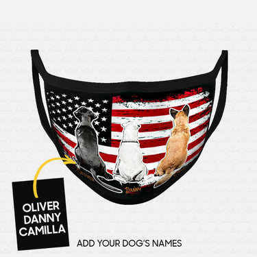 Personalized Dog Gift Idea - A White Dog Sits Between Black And Brown Dog For Dog Lovers - Cloth Mask